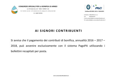 Avviso ai Signori Contribuenti